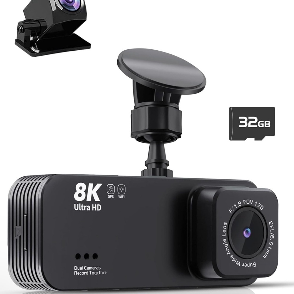 Ovedisa dash cam dual cameras 8K UHD resolution 3.16” IPS screen